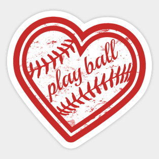 VINTAGE PLAY BALL BASEBALL MOM LOVE BASEBALL HEART Sticker